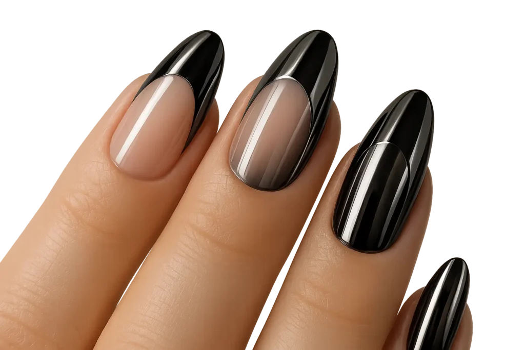 Black chrome French tip mirror finish