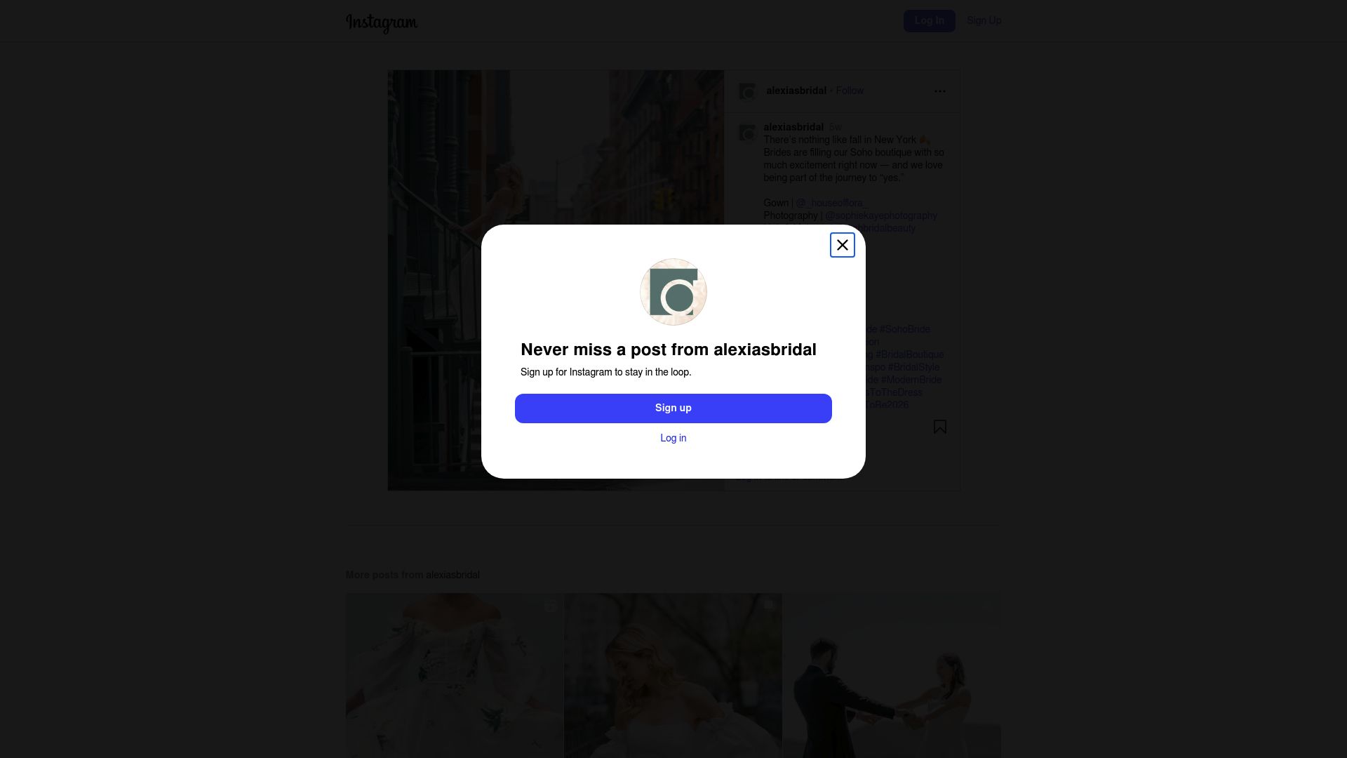 Alexia's Bridal Boutique website