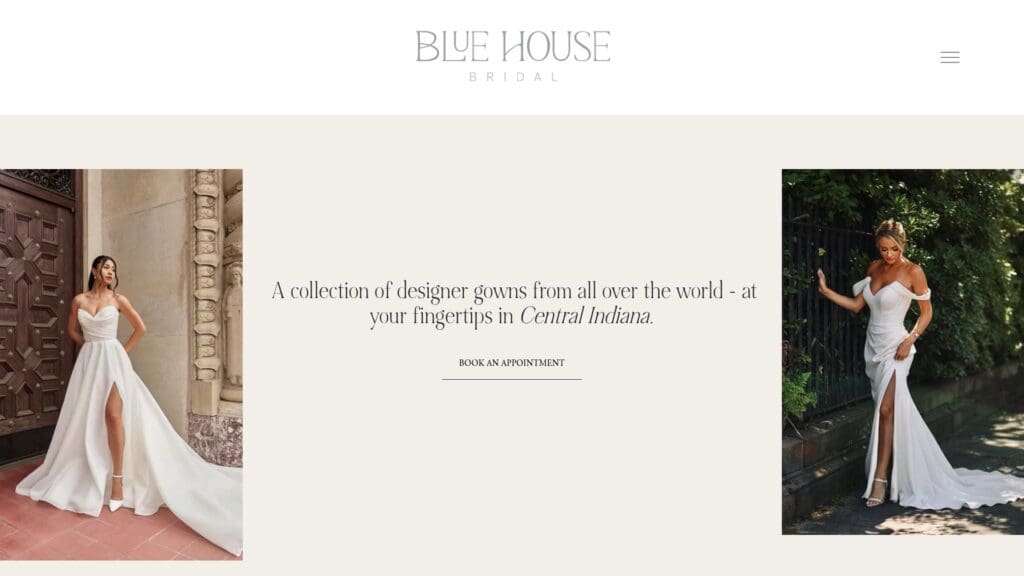 Blue House Bridal website homepage