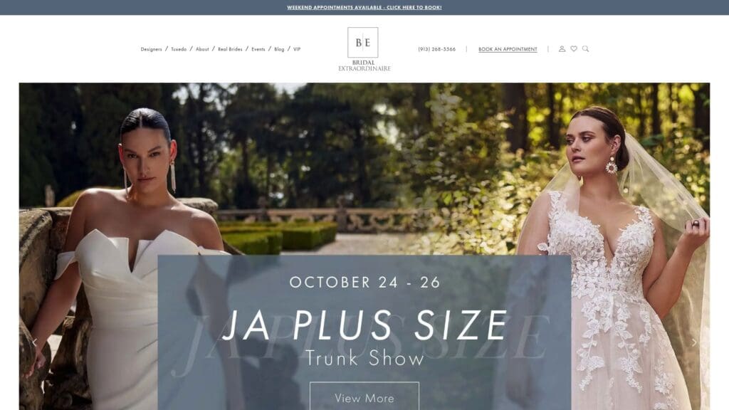 Bridal Extraordinaire website homepage