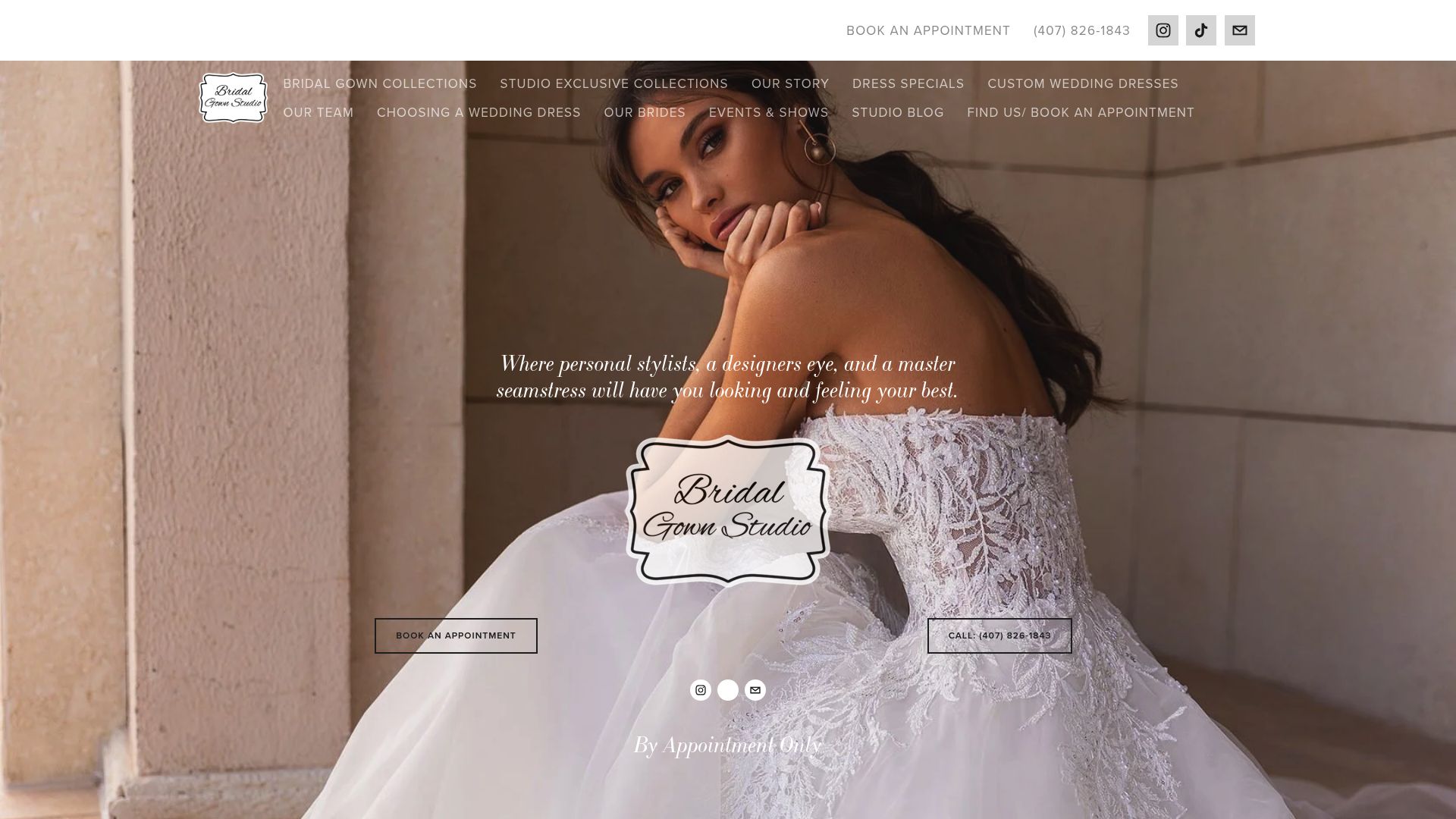 Bridal Gown Studio Orlando website homepage