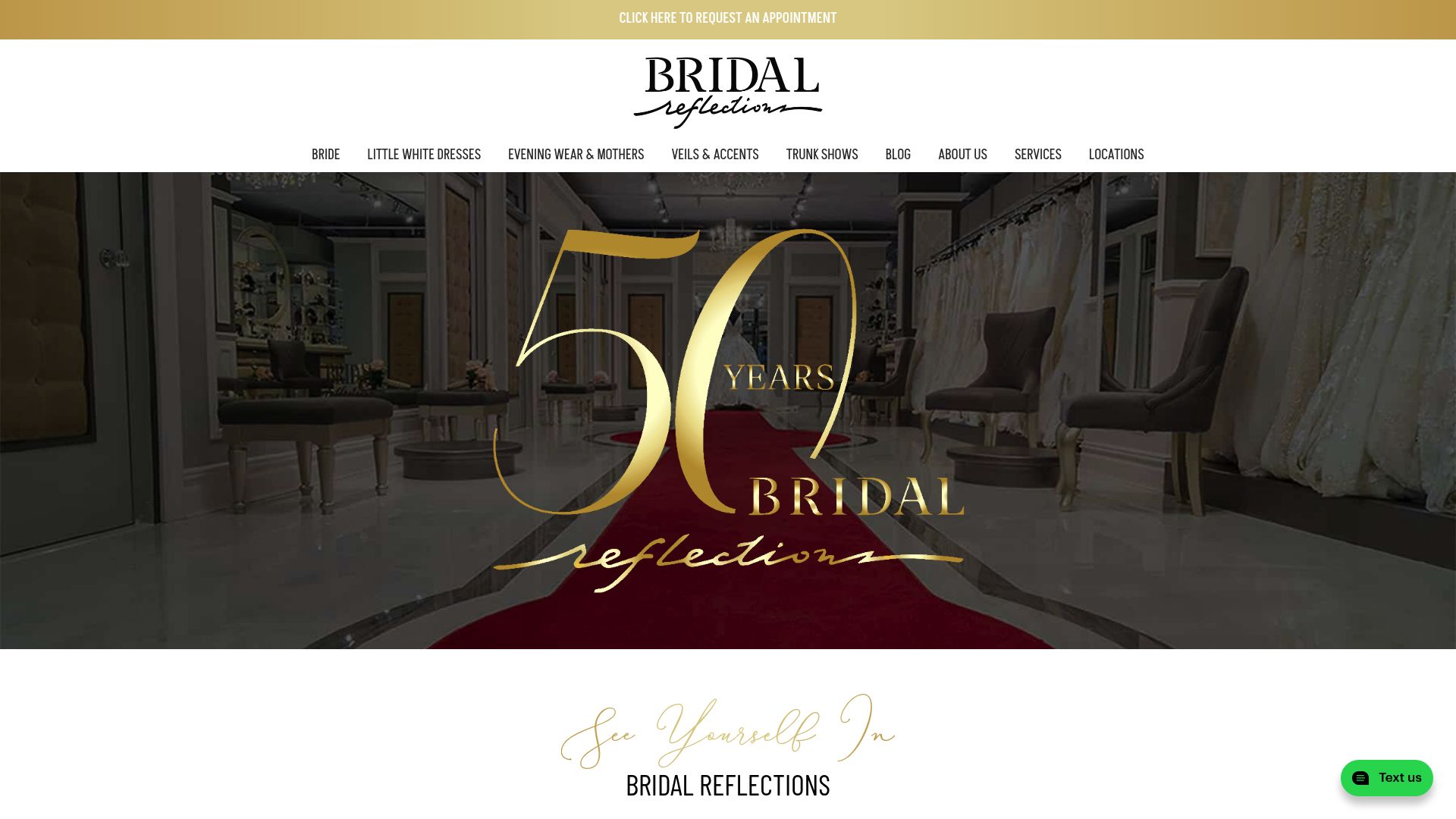 Screenshot of bridalreflections.com