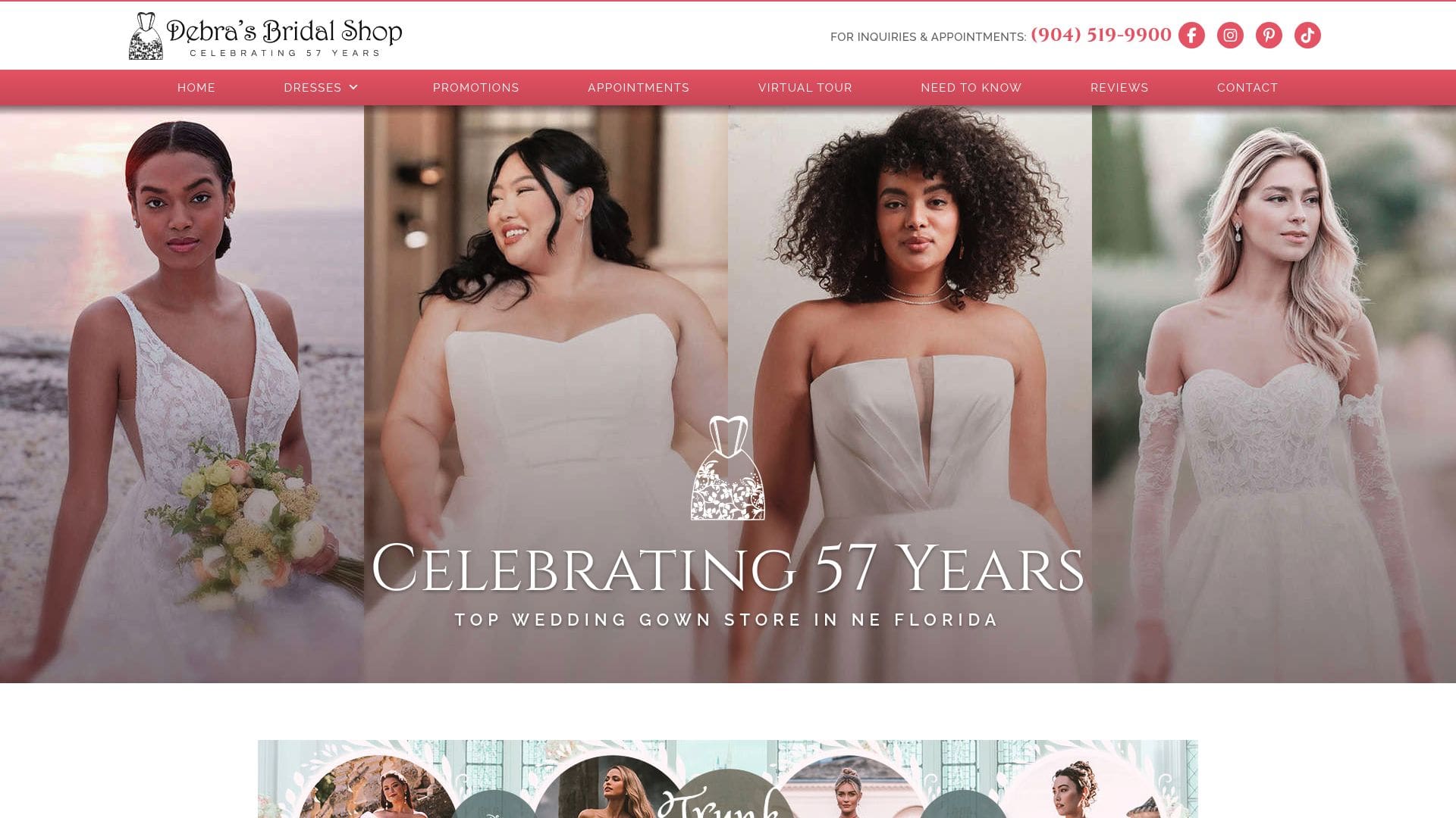 Bridal Shop Avenues website homepage