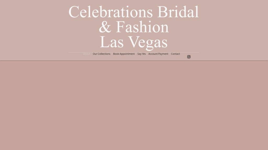 Celebrations Bridal & Fashion website homepage