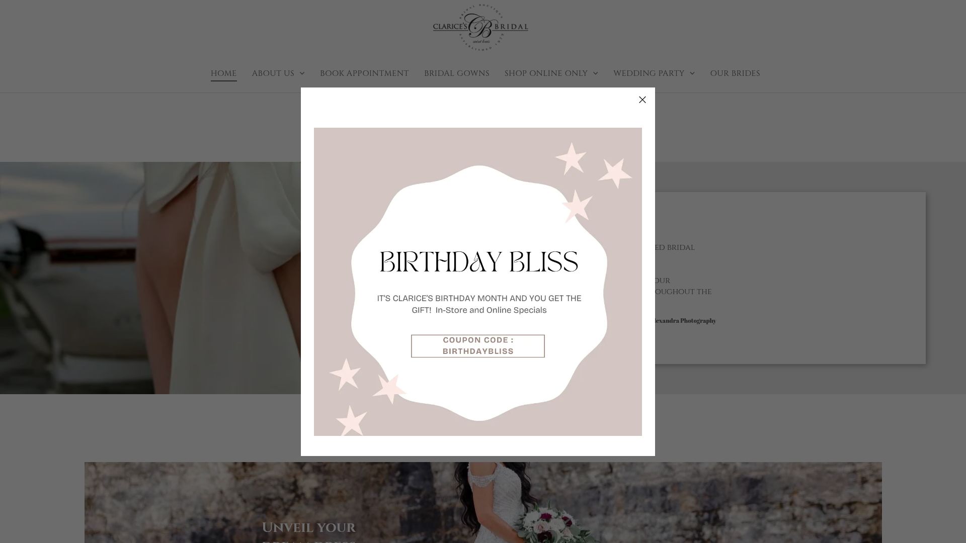 Clarice's Bridal shop website