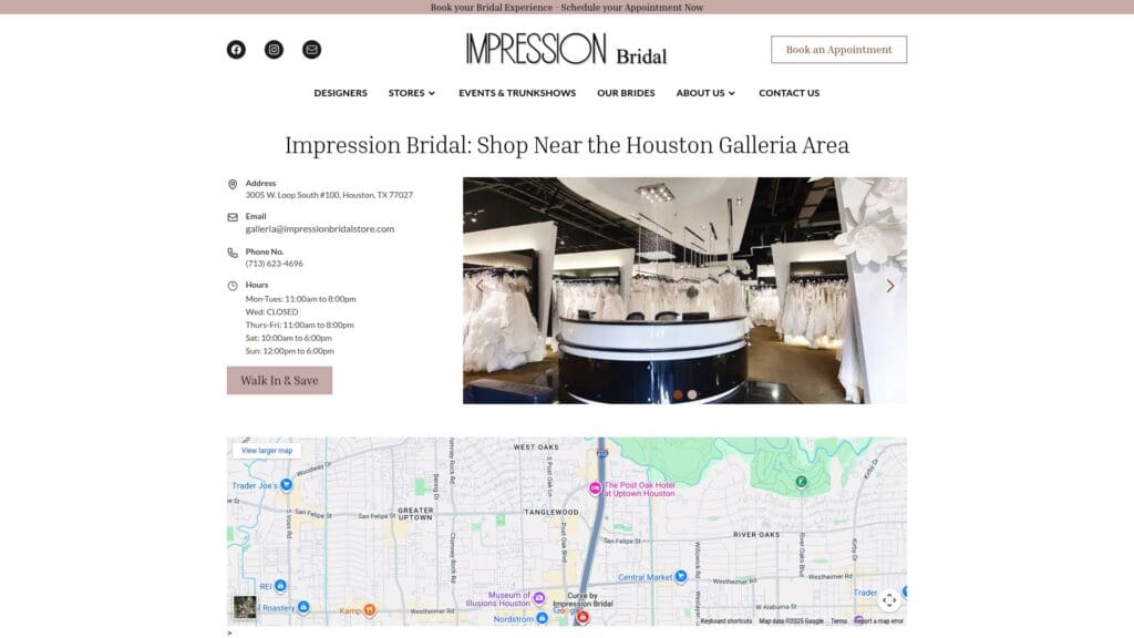 Impression Bridal Galleria location website