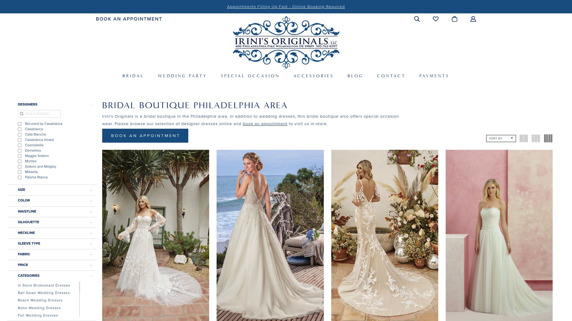 Irini's Originals bridal boutique Philadelphia
