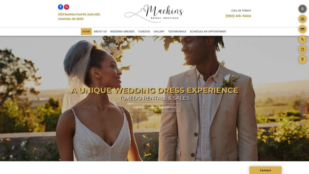 Mackins Bridal Boutique homepage