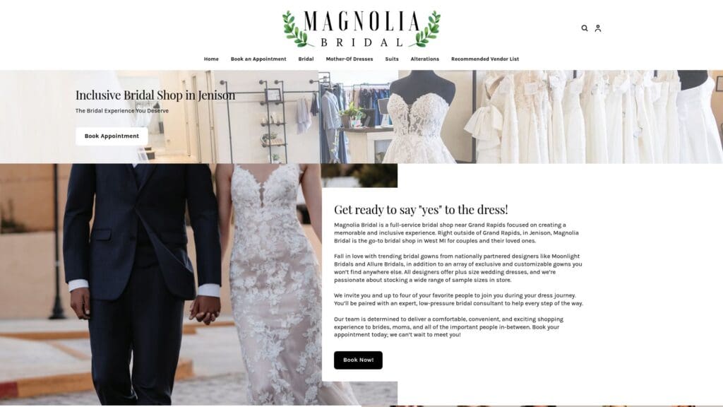Magnolia Bridal website homepage