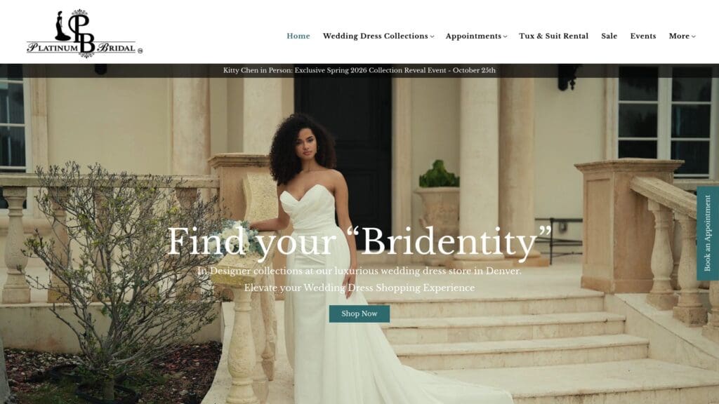 Platinum Bridal Colorado elegant showroom