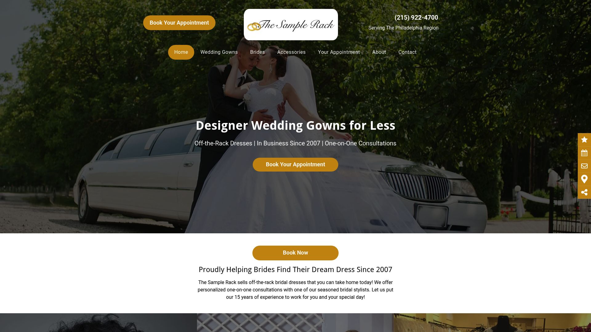 The Sample Rack bridal boutique storefront