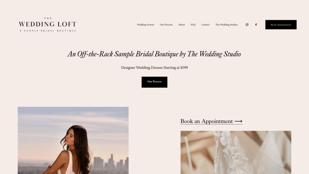 The Wedding Loft website homepage