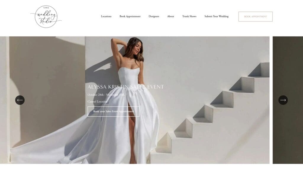 The Wedding Studios website homepage