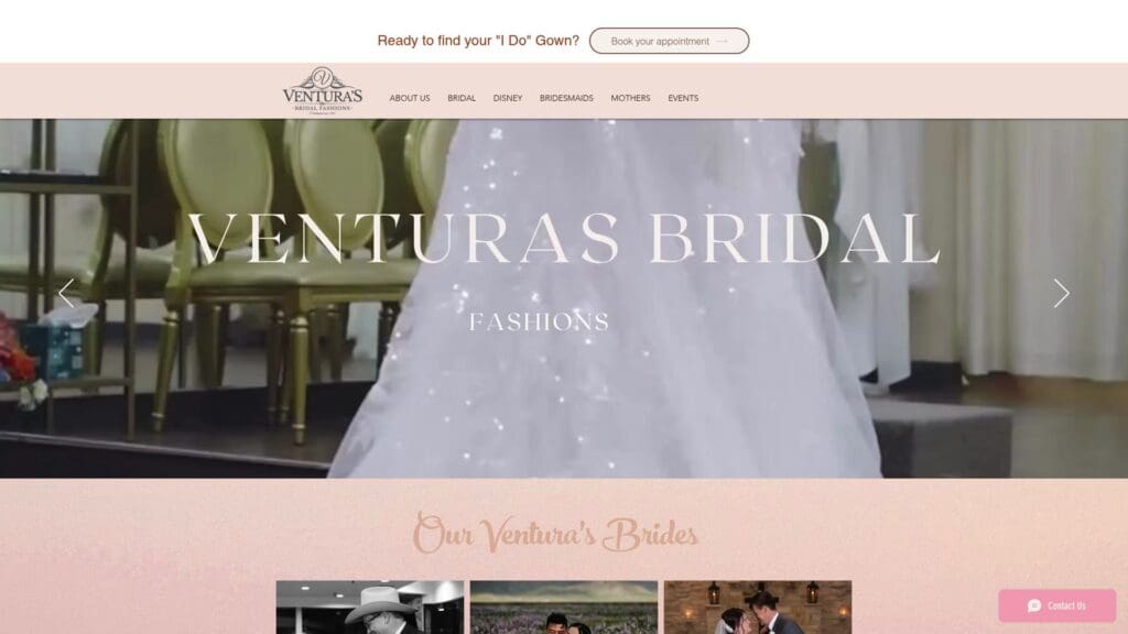 Ventura's Bridal Fashions website