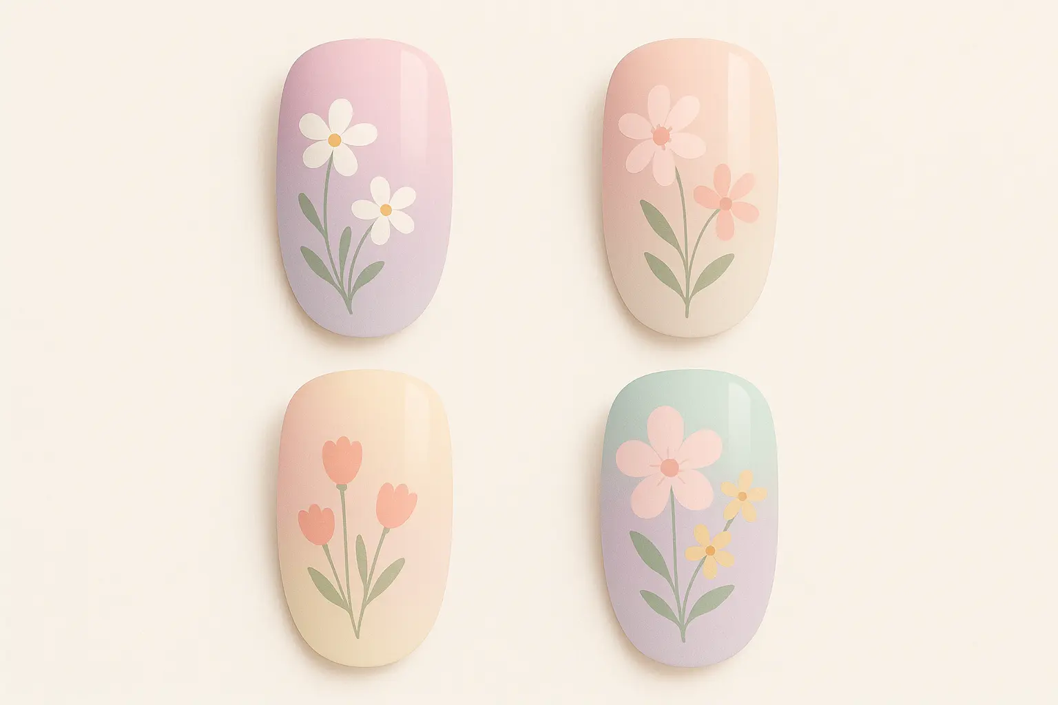romantic floral ombre nail designs