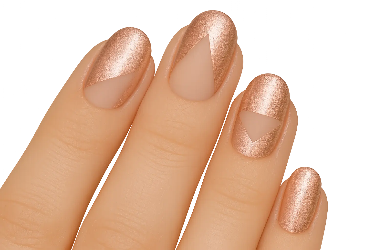 Rose gold negative space nail art