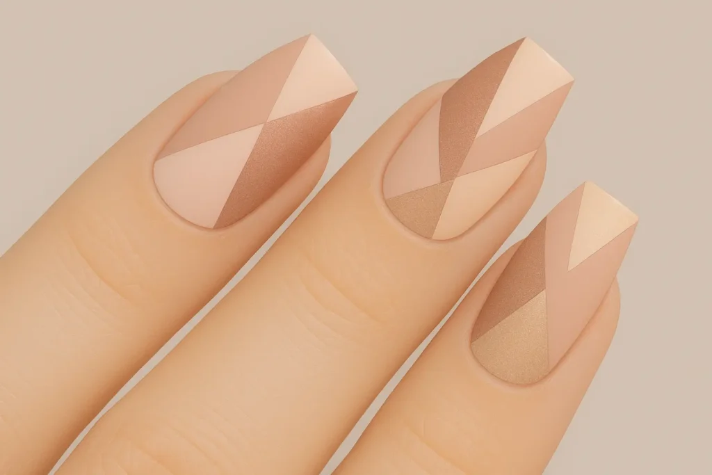 geometric ombre nail sections
