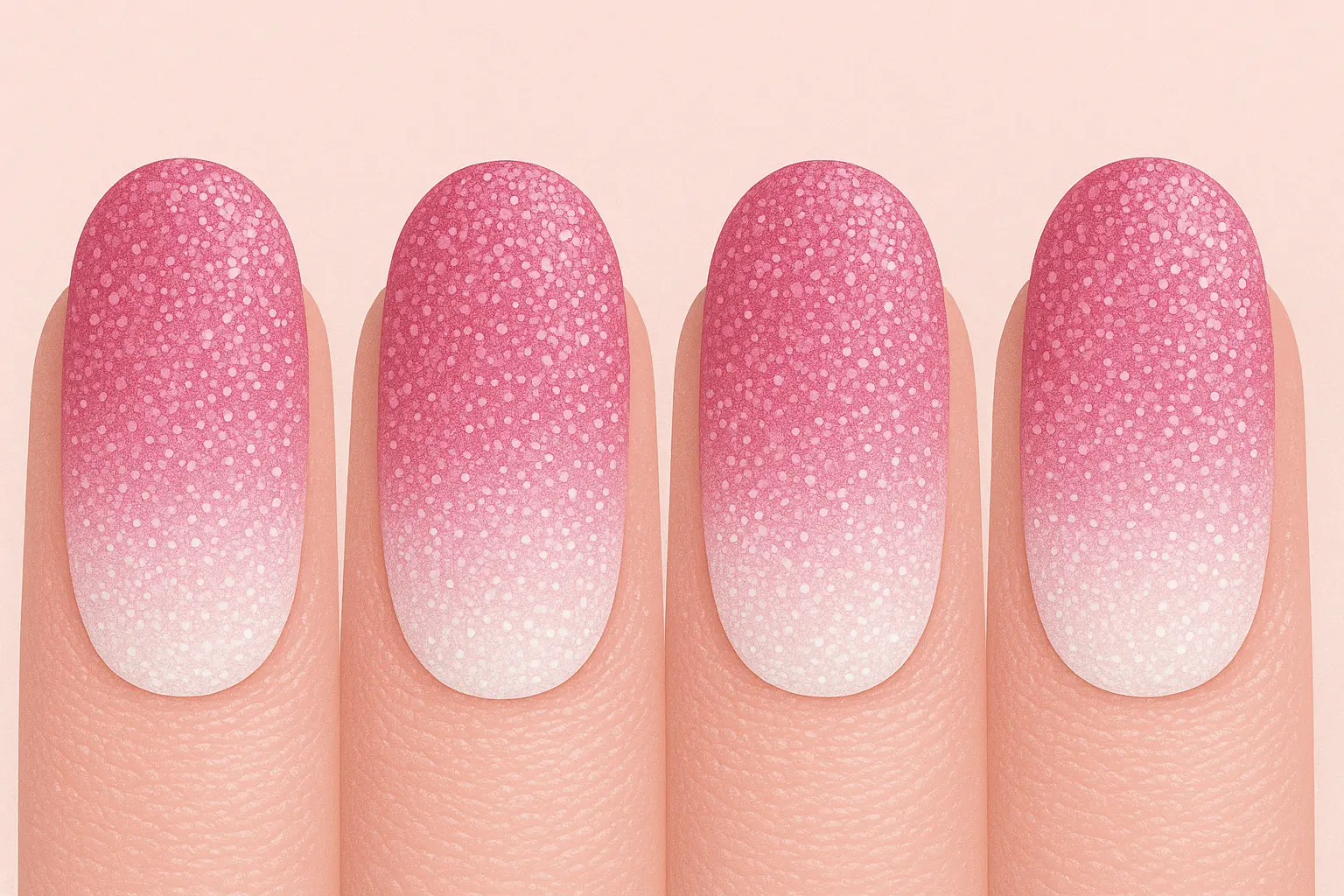 Pink and white glitter gradient ombre nails