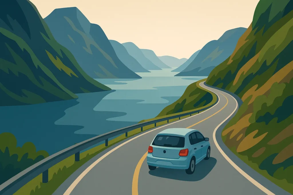 Norwegian road trip scenic mountain highway