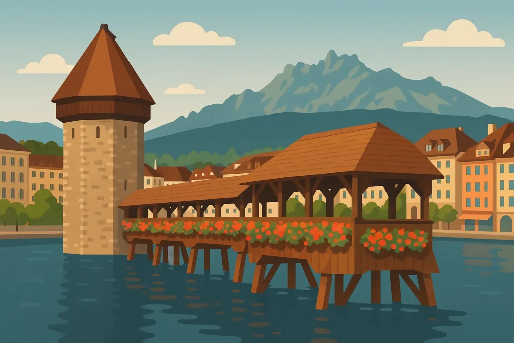 Classic Swiss mountain peaks and village views