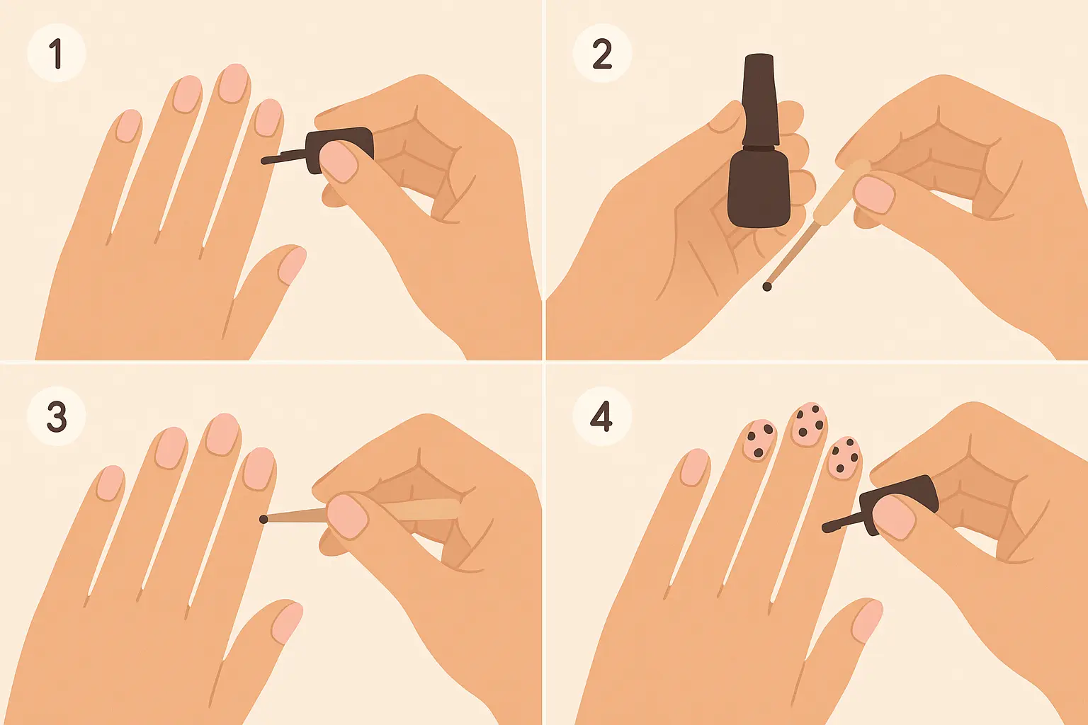 Toothpick polka dot nail technique