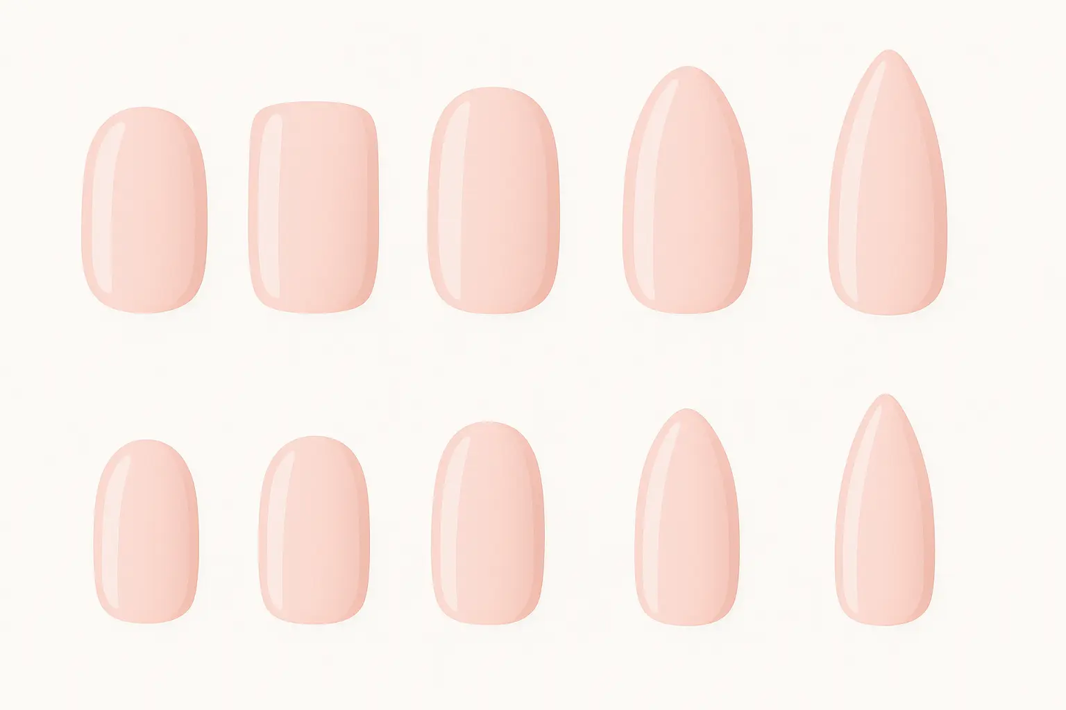 Press-on nail application process with milky pink designs