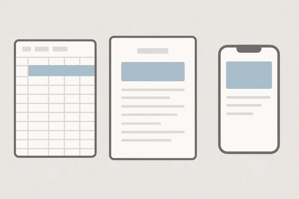 Different types of travel itinerary templates displayed