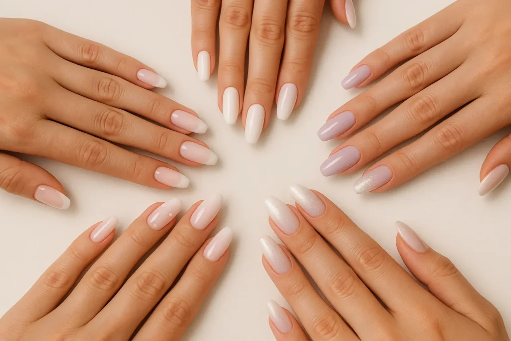 Wedding party with coordinated ballerina nails