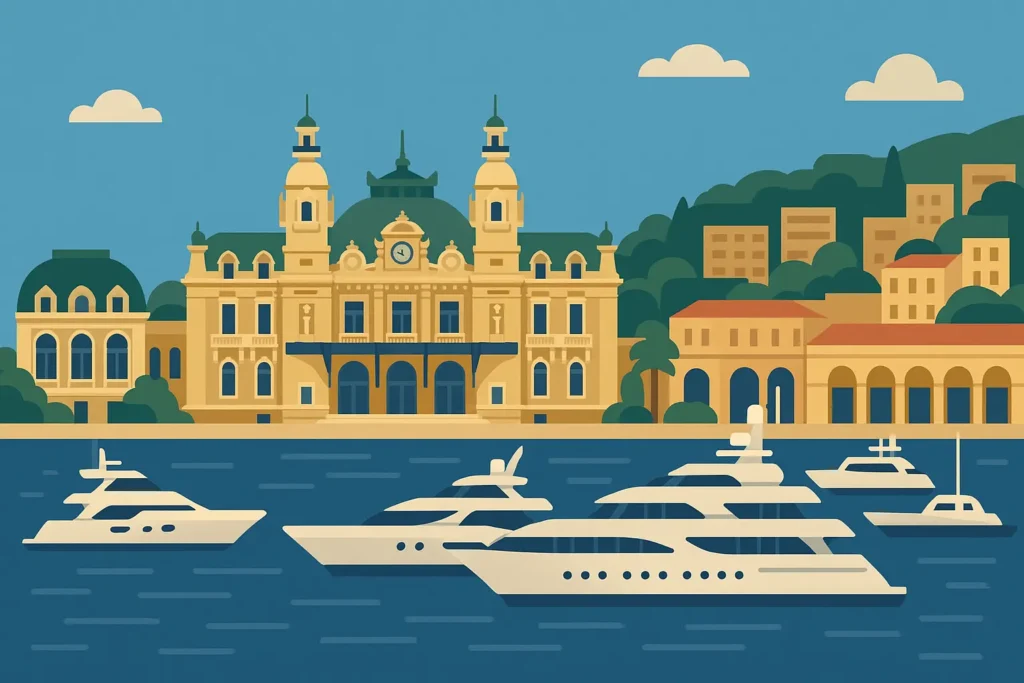 Monaco harbor with luxury yachts