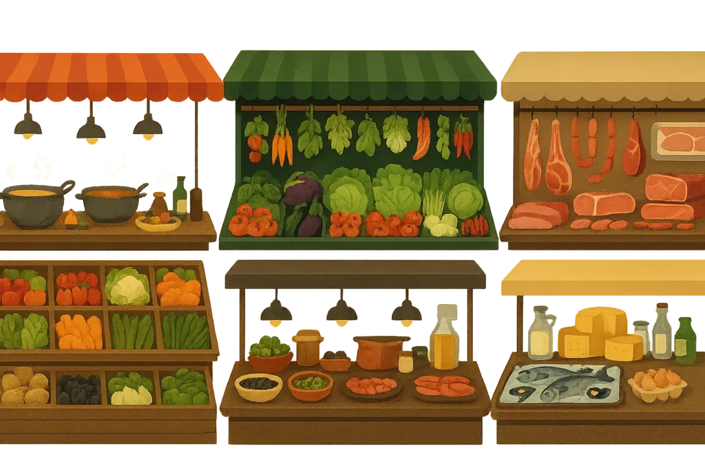 Diverse food vendors at Chelsea Market