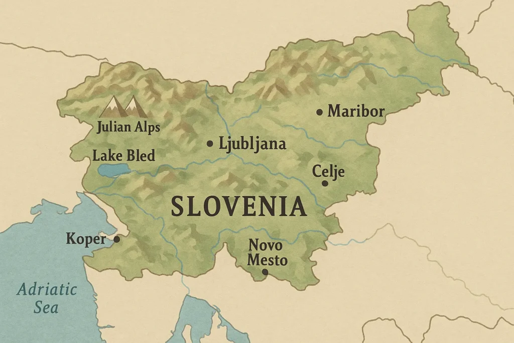 Slovenia landscape with mountains and lake
