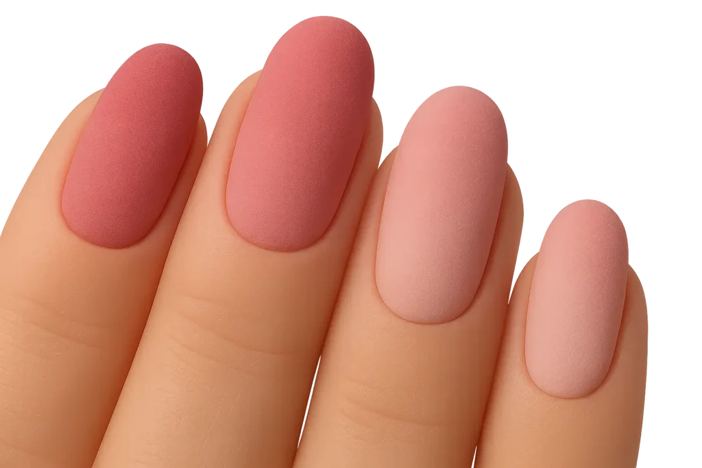 Matte pink ombre nail design