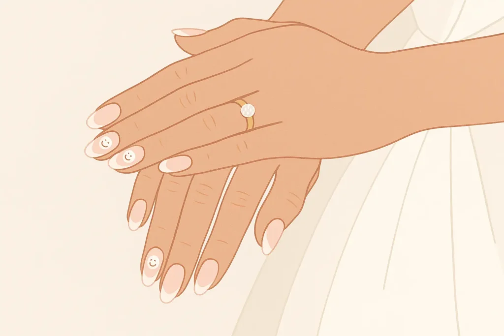 Professional wedding day smiley face nail coordination