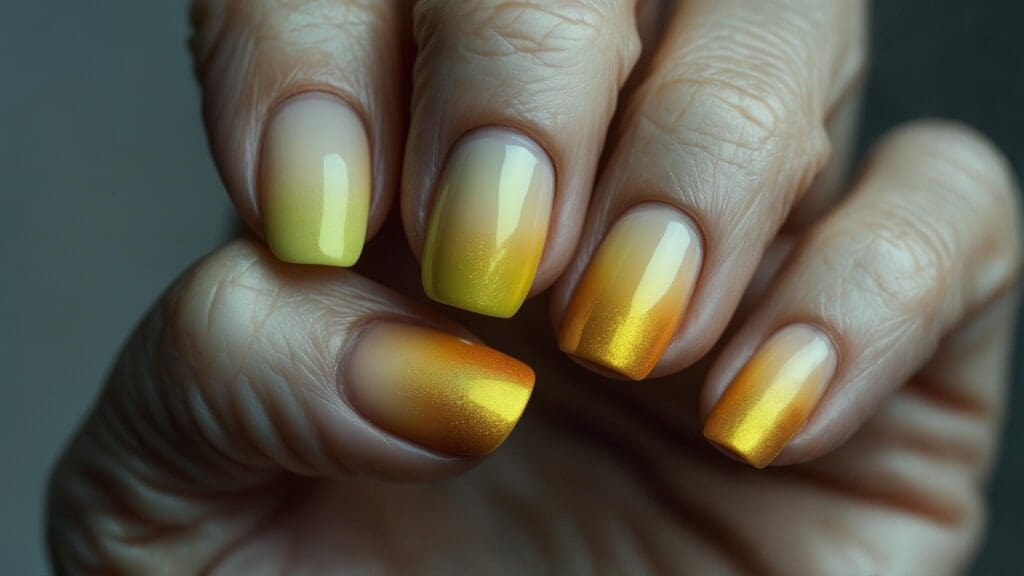 yellow ombre nails