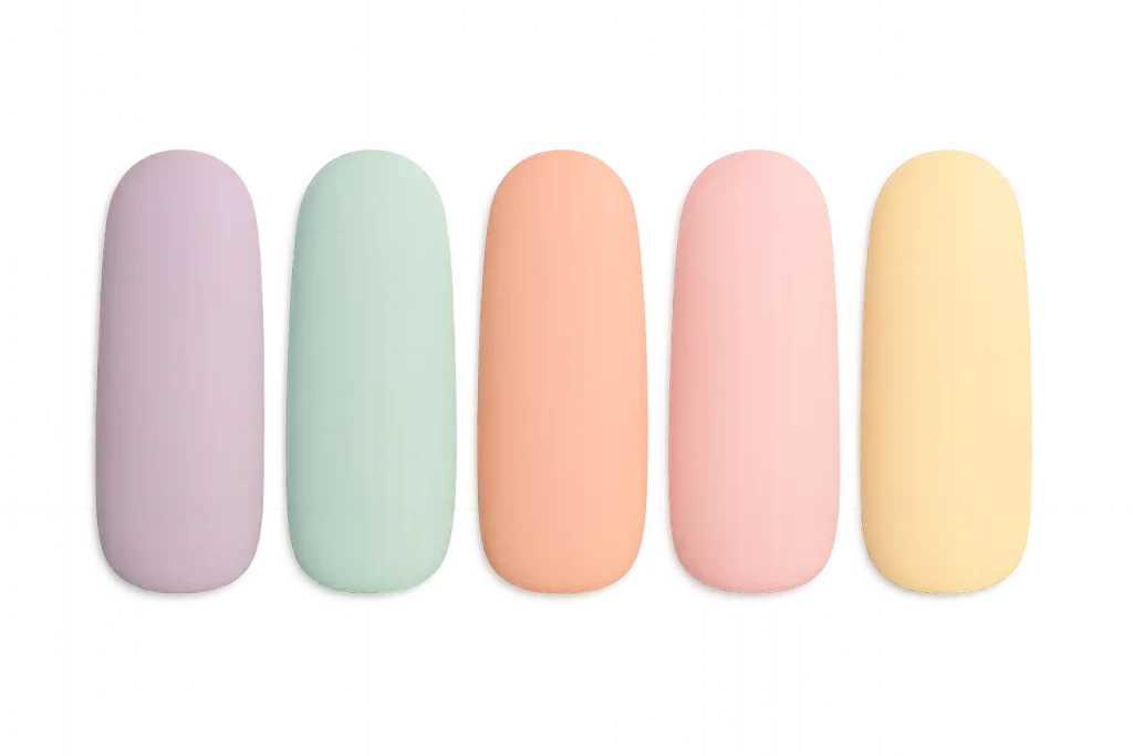 Pastel ice cream parlor nail design in soft colors