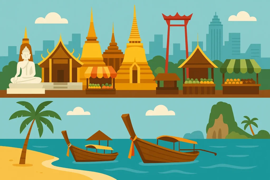Bangkok temples and island beaches combination