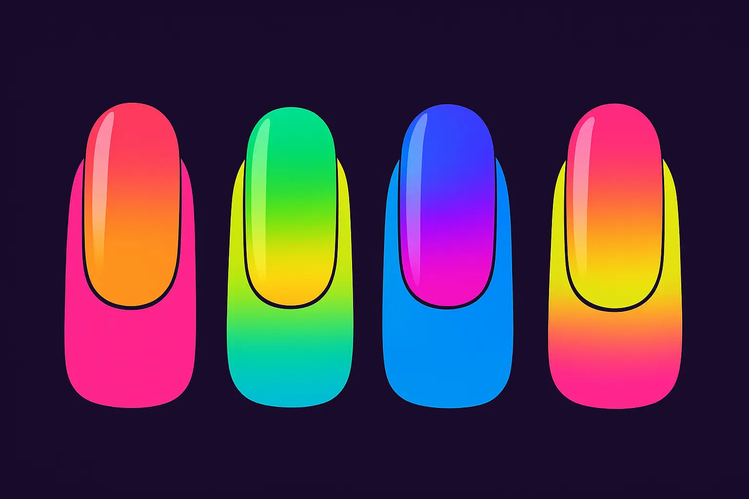 neon electric ombre nail designs