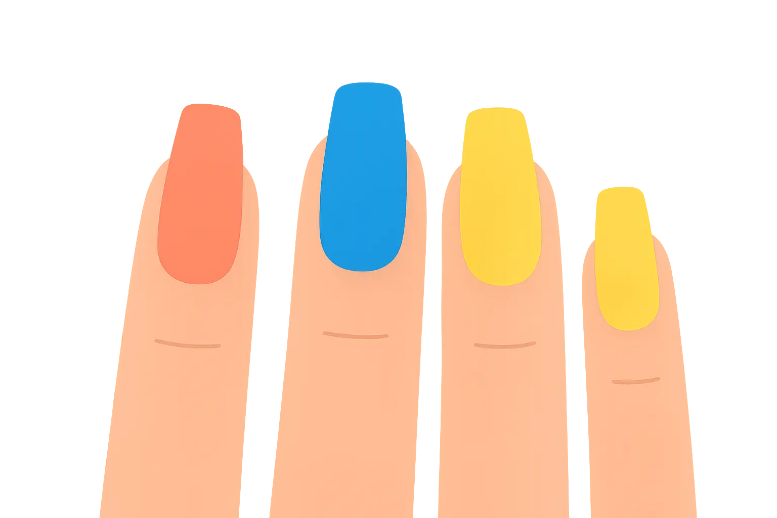Summer bright colors on tapered square nails