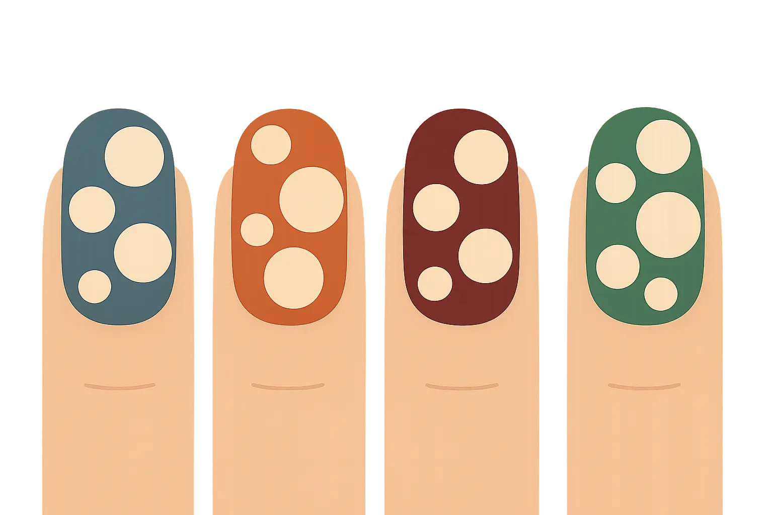 Negative space bubble nail design showing natural nail through bubble shapes