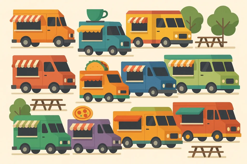 Portland food cart pod with diverse cuisine options