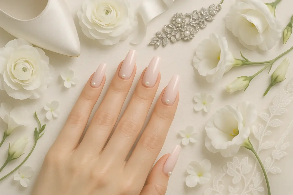 Wedding day nail coordination and beauty preparation