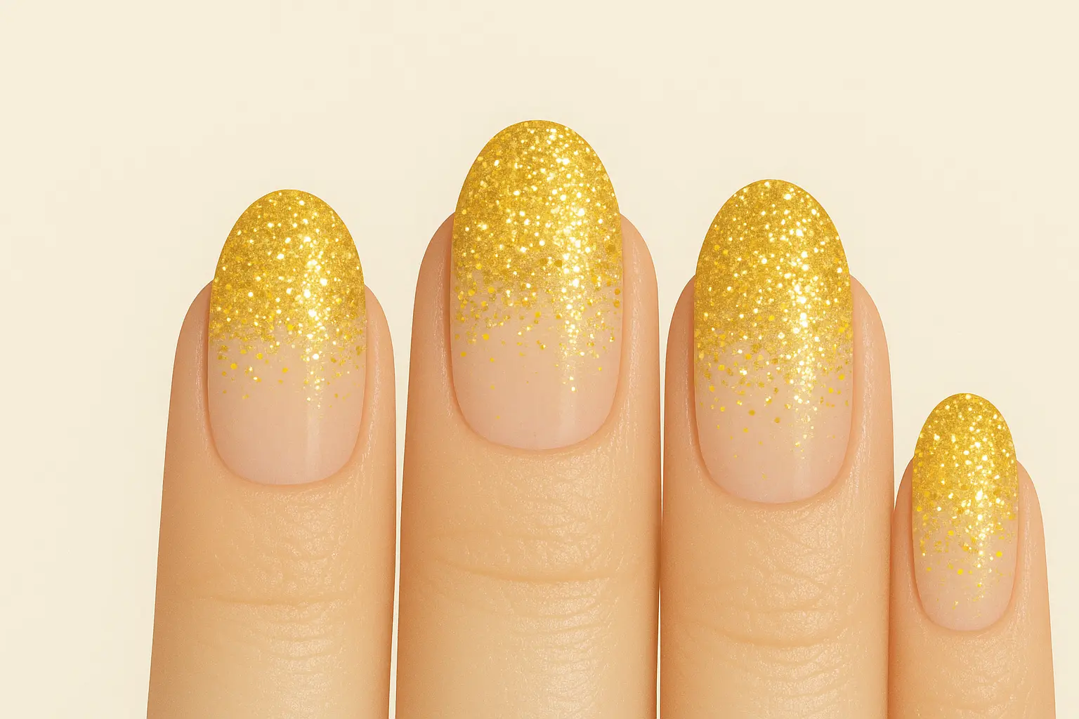 Gold glitter gradient nail design