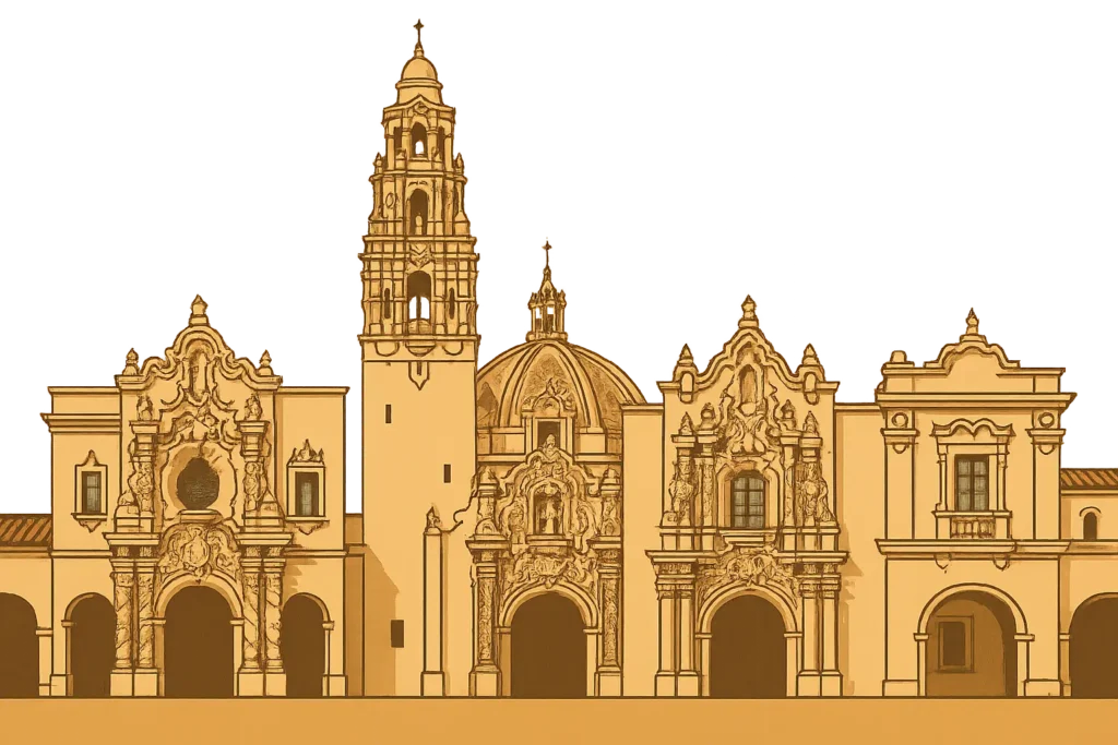 Balboa Park architecture and gardens