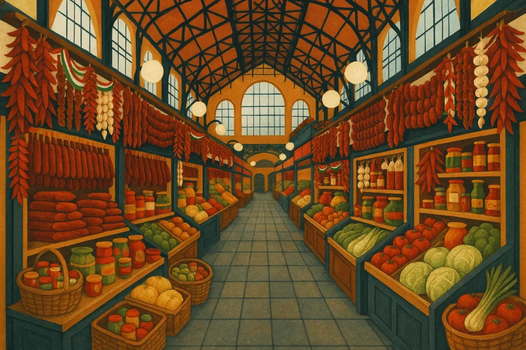 Hungarian food culture including traditional dishes and markets