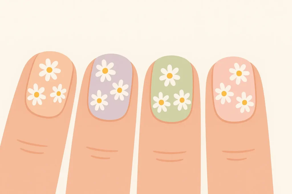 Tiny daisy nail art designs