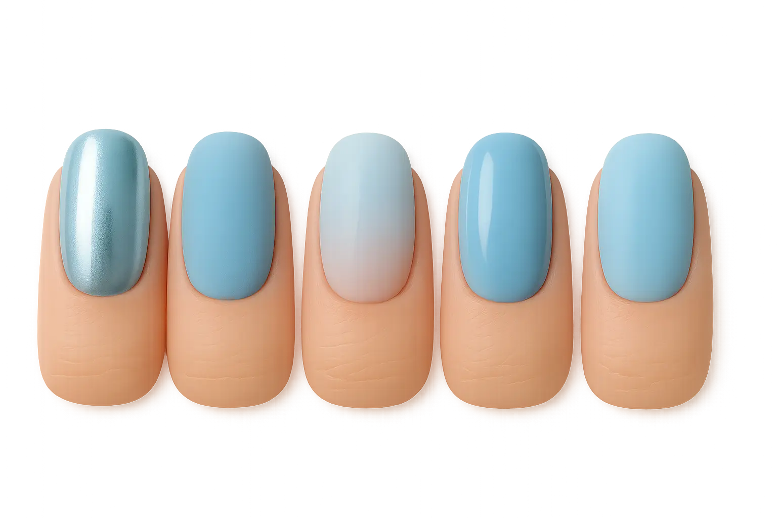 Icy blue chrome nails with mirror finish