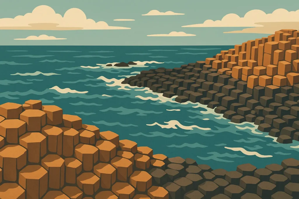 Giant's Causeway hexagonal basalt columns along Northern Ireland coast