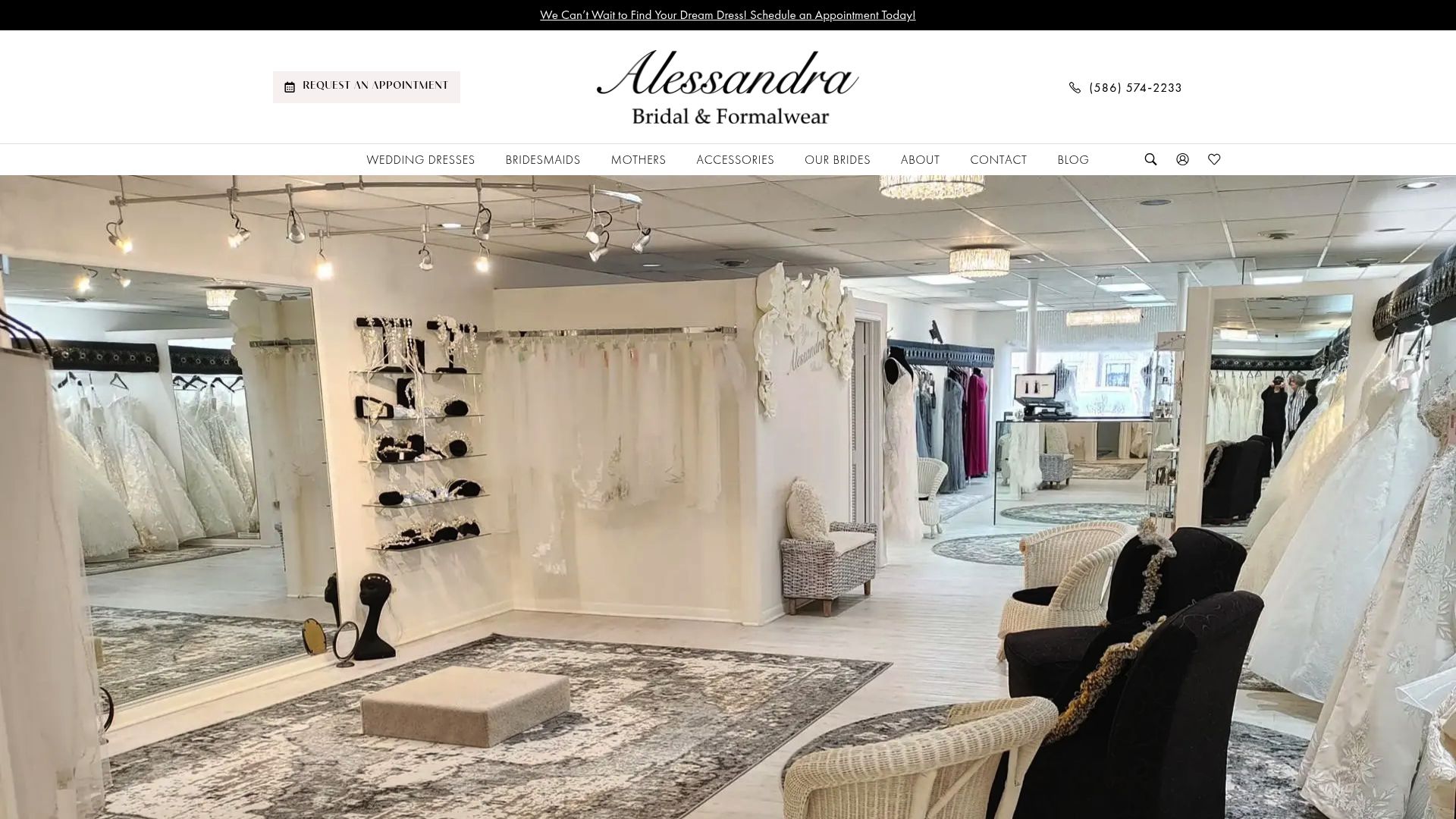 Screenshot of Alessandra Bridal website