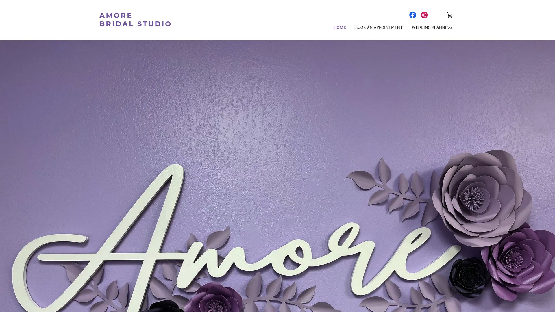 Amore Bridal Studio website homepage