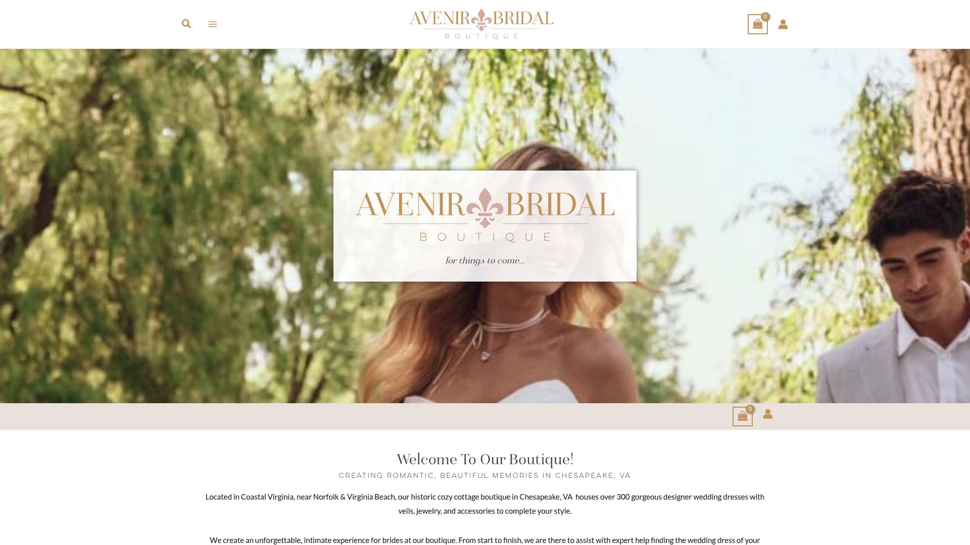 Avenir Bridal Boutique historic cottage exterior